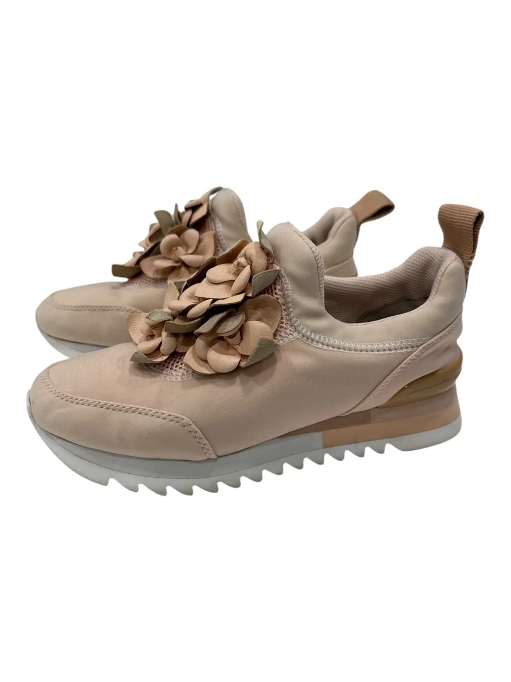 Tory Burch  Neoprene and Leather Blossom Floral Applique Slip On Sneakers sz 6